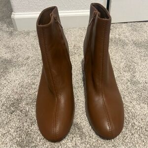 Vince Terri Brown Leather Block-Heel ankle Booties 38.5 (US 8)